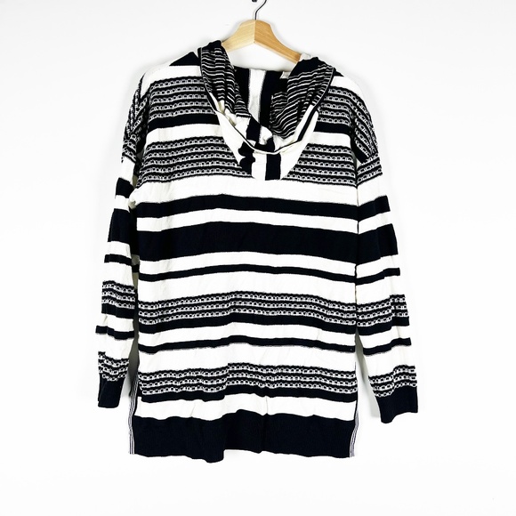 St. John Women's Wool Cashmere Knit Stretch Textured Woven Hoodie Sweater Large - Picture 4 of 4